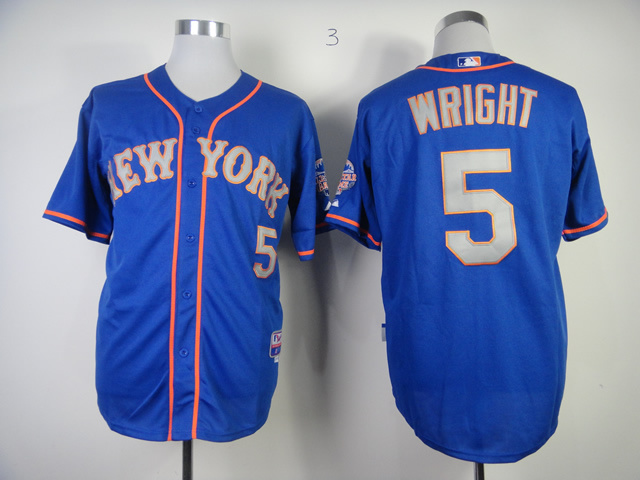 Men New York Mets #5 Wright Blue MLB Jerseys->women mlb jersey->Women Jersey